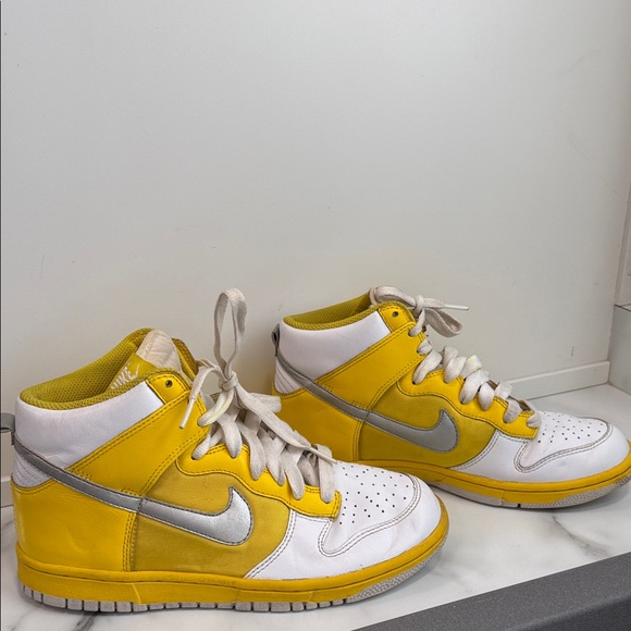 Nike Shoes - Nike Dunk High "Tour Yellow Metallic Silver" women’s size 9 sneakers